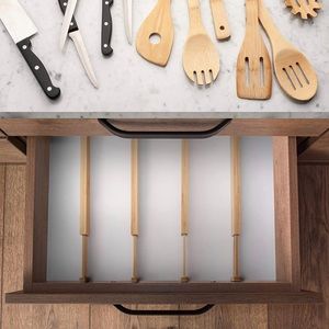Bamboo adjustable drawer dividers